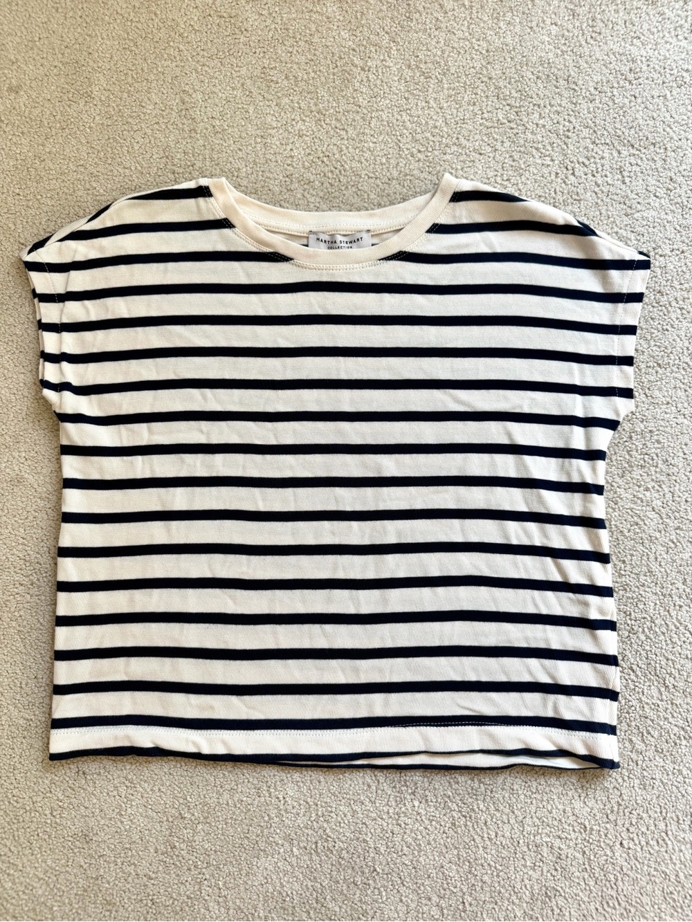Martha Stewart Navy Stripe Boxy Tee - White & Navy